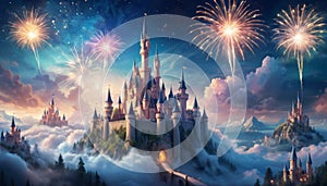 Enchanted Castle with Fireworks