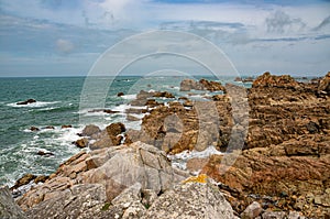 Enchanted Coastal Beauty: Plougrescant& x27;s Gouffre d& x27;Enfer, Brittany, France photo