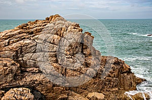 Enchanted Coastal Beauty: Plougrescant& x27;s Gouffre d& x27;Enfer, Brittany, France photo