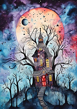 Enchanted Dreams: A House Tree\'s October Transformation into a D