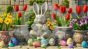 Enchanted Easter Bunny in a Floral Haven
