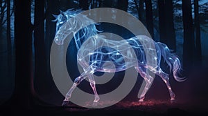 Enchanted Equine Guardian: Horse Patronus Amidst Enchanted Woodland photo