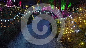 Enchanted Evening Walk Through Illuminated Garden Path