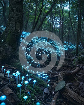 Enchanted Forest with Bioluminescent Mushrooms