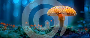 Enchanted Forest Glow: Mystical Mushroom Spotlight. Concept Enchanted Forest, Glow, Mystical