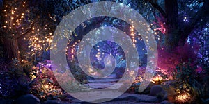 Enchanted Forest A Magical Path Through Glowing Trees