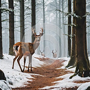 Enchanted Forest Majestic Deer Amidst Nature's Beauty