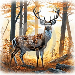 Enchanted Forest Majestic Deer Amidst Nature's Beauty