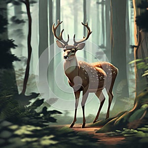 Enchanted Forest Majestic Deer Amidst Nature's Beauty