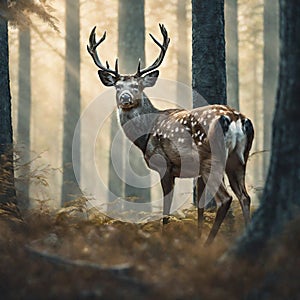 Enchanted Forest Majestic Deer Amidst Nature's Beauty