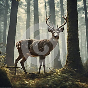 Enchanted Forest Majestic Deer Amidst Nature's Beauty