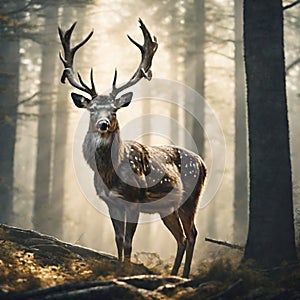 Enchanted Forest Majestic Deer Amidst Nature's Beauty