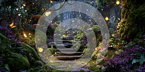 Enchanted Forest Path Magical Night Scene