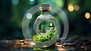 Enchanted forest terrarium with glowing lights