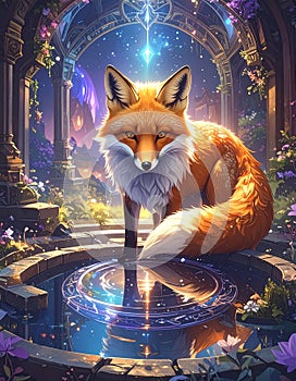 Enchanted Fox in a Magical Forest Setting