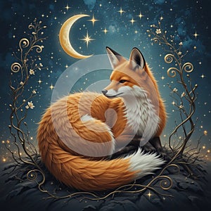 Enchanted Fox with Magical Swirls photo