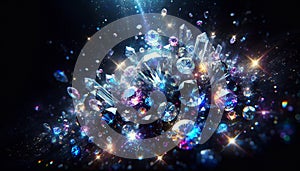 Enchanted Gemstones, Close Up Magic on a Dark Background, AI Generated