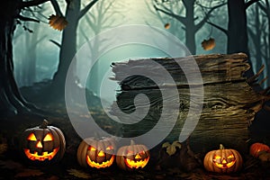 Enchanted Halloween Delight Forest Pumpkins in Captivating Design. created with Generative AI