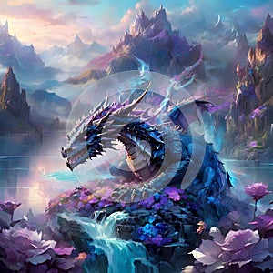 Enchanted Isles: The Purple Lady Dragon\'s Floral Haven