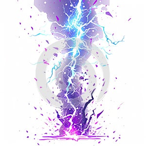 Enchanted lightning, light effects of the battle of magicians on a white background