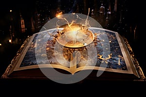 Enchanted manuscript, pages filled with secret spells
