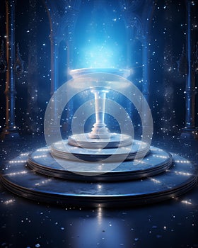 Enchanted moonlit stage with glowing crystals