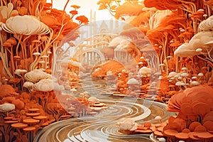 Enchanted Mushroom Forest with Magical Pathway