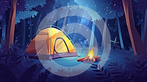 Enchanted Nighttime Camping Under Starlit Sky