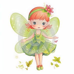 Enchanted petal serenade, vibrant clipart of cute fairies with enchanted wings and serenading petal delights