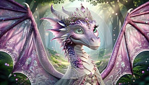 Enchanted Purple Dragon in Forest