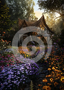 Enchanted Realms: A Springtime Morning in the House of Wildflowe photo