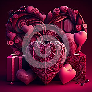 Enchanted Romance: A Valentine`s Day Background of Love and Passion