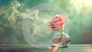 Enchanted rose in misty vase