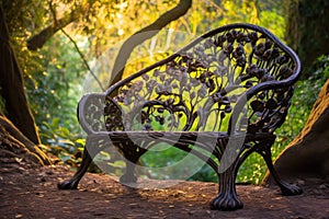 Enchanted Serenity: A Whimsical Tree Bench in a Magical Forest