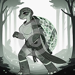 Enchanted Turtle with Glowing Geometric Patterns