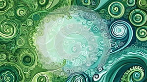 Enchanted Underwater Garden: Spirals and Organic Shapes in Green and Blue Hues