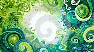 Enchanted Underwater Garden: Spirals and Organic Shapes in Green and Blue Hues