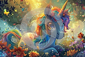 Enchanted unicorn with a rainbow mane