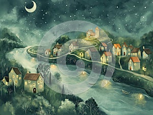 Enchanted Village by Moonlight