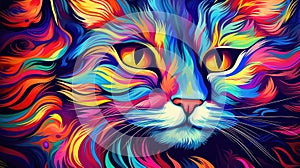 Enchanted Vision: A Colorful Dream Cat Born from Imagination