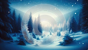 Enchanted Winter Landscape with Snowfall, AI Generated