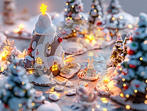 Enchanted Winter Village Scene