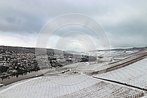 Enchanting aerial scenic view of the Mosel valley and the town of Bernkastel-kues Germany