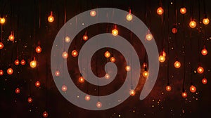 Enchanting Array of Hanging Red Lights on Dark Background