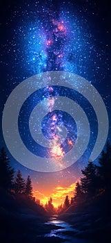 Celestial Glow: Milky Way Over the Forest photo