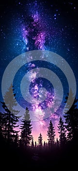 Celestial Glow: Milky Way Over the Forest photo