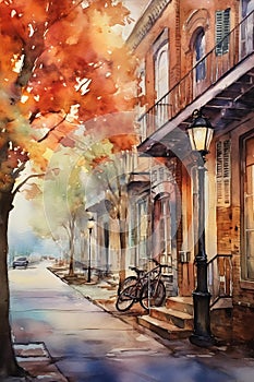 Enchanting Autumn in New Orleans: A Bicycle's Dreamy View of Qua