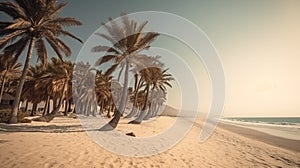 Enchanting beach view through palm trees