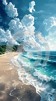 Enchanting Beach Waves and a Furry Sky: A Princess\'s Stunning Dr