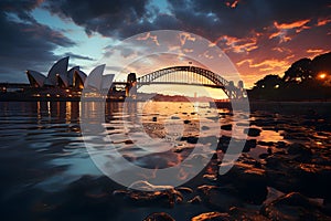 Enchanting beauty of Sydney Harbor at sunset